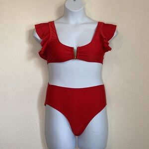 Red Ruffle Bikini 0X